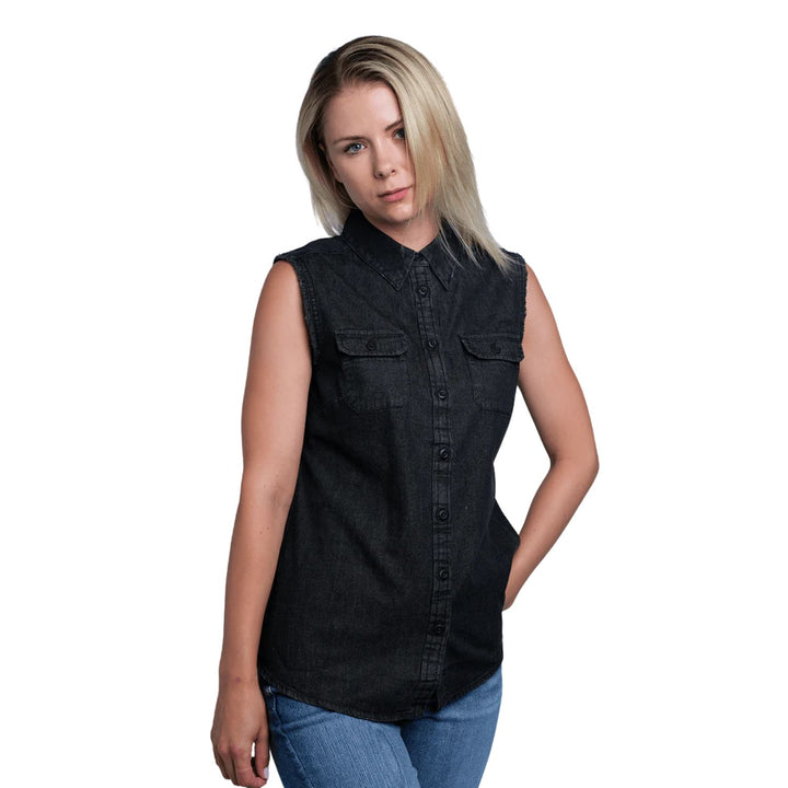 HD Branded Women's Charcoal Vest w/ Back Logo Sleeveless Vest