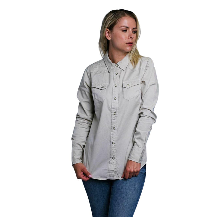 HD Branded Women's Beige 1903 L/S Woven Shirt (S17)