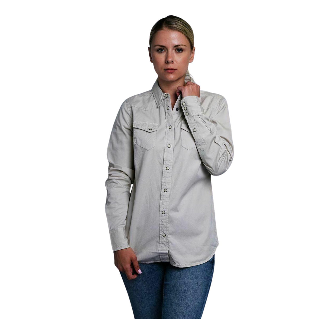 HD Branded Women's Beige 1903 L/S Woven Shirt (S17)