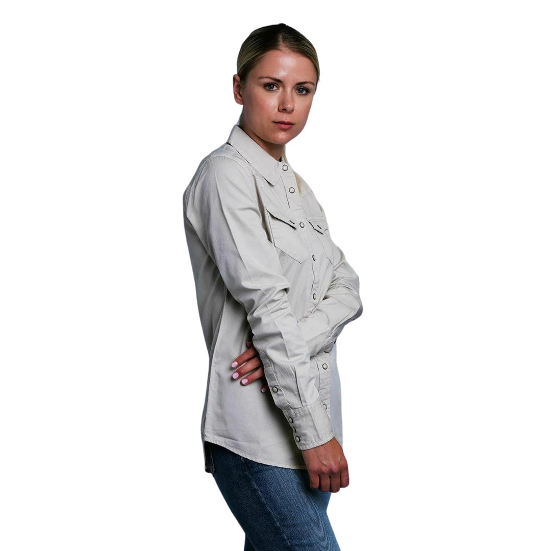 HD Branded Women's Beige 1903 L/S Woven Shirt (S17)