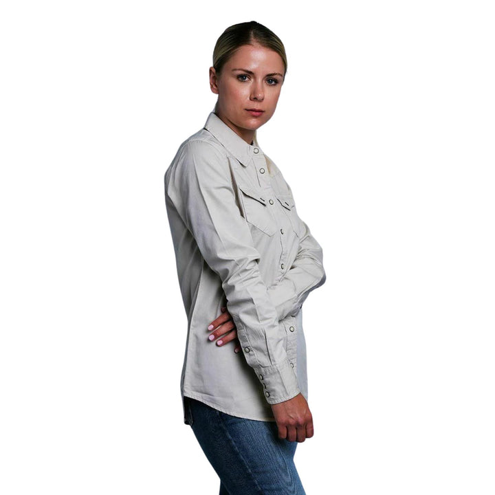 HD Branded Women's Beige 1903 L/S Woven Shirt (S17)