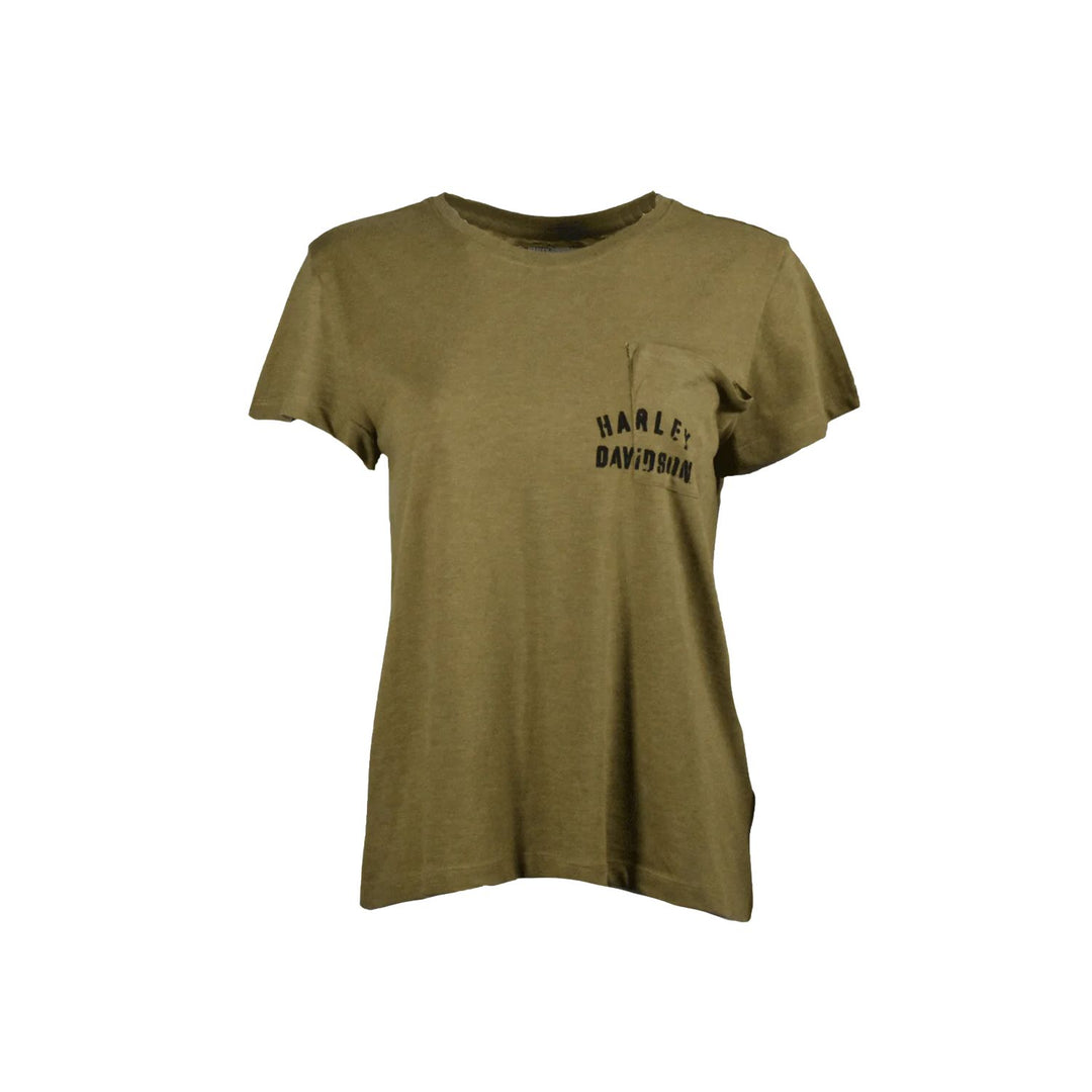 HD Branded Women's T-Shirt Olive Tour of Duty Pocket Relaxed Fit Tee (S21)