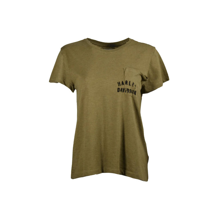 HD Branded Women's T-Shirt Olive Tour of Duty Pocket Relaxed Fit Tee (S21)