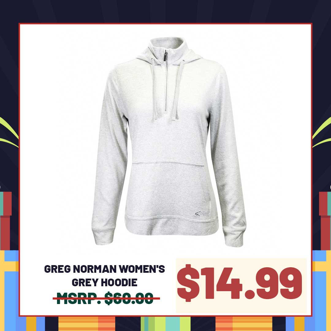 Greg Norman Women's HTH Grey Technical Performance 1/4 Zip Hoodie (S01)