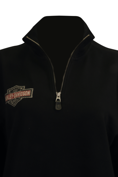 Harley-Davidson Men's Sweatshirt Black Red Official Logo 1/4 Zip L/S (S05)