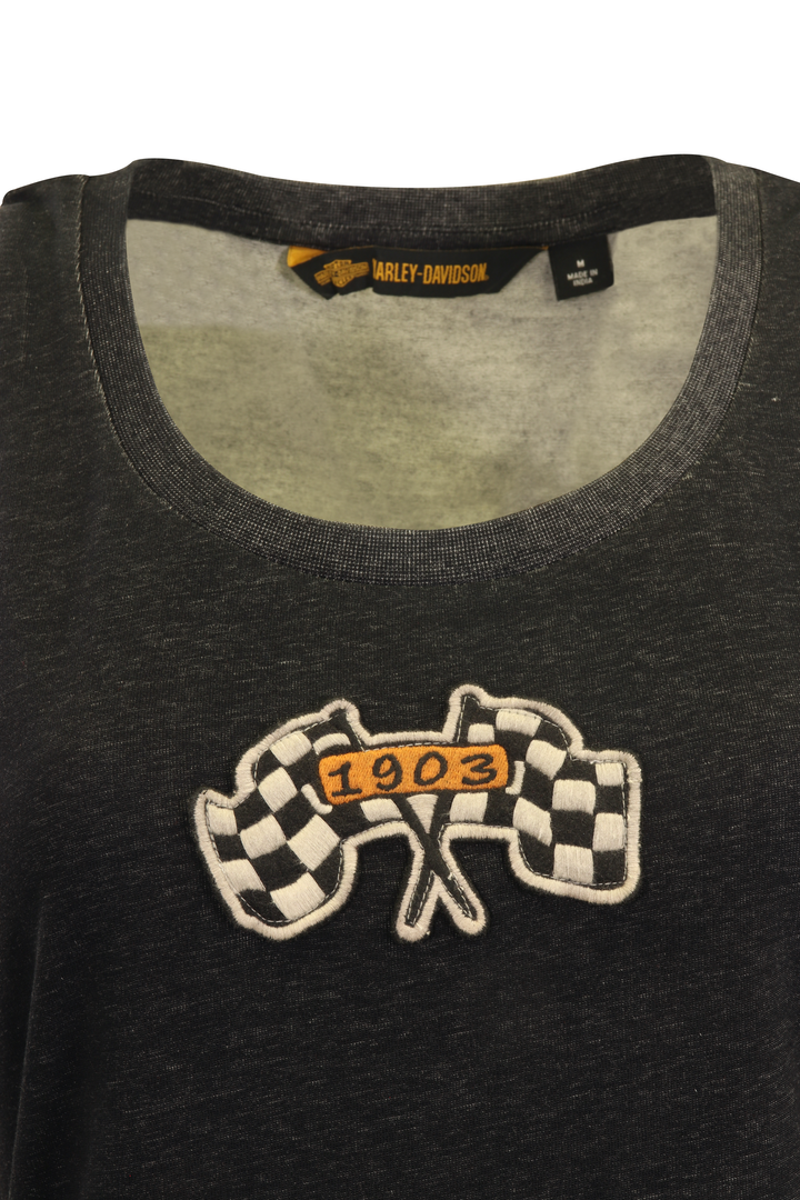 Harley-Davidson Women's Tank Top Heather Charcoal 1903 Flags National Champions