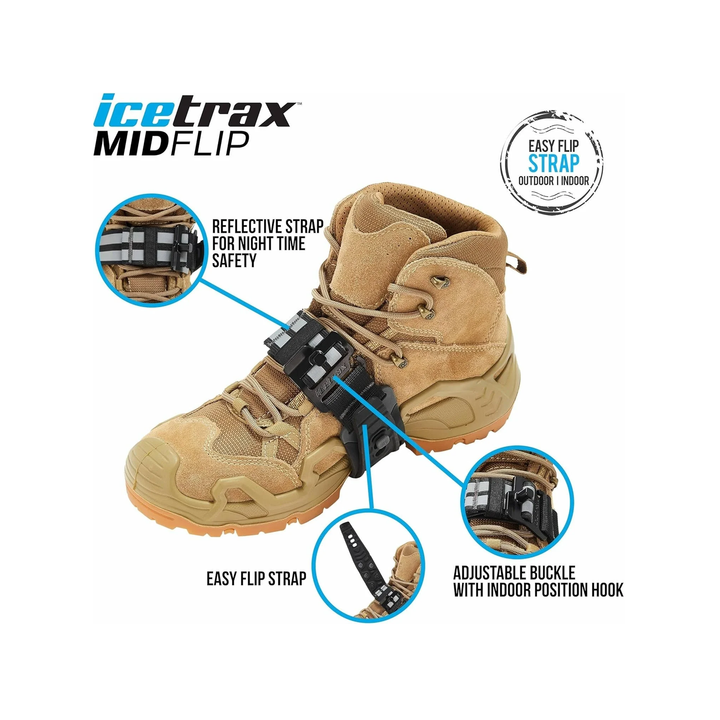 Icetrax Midflip Traction Aids Mid-Sole Ice Cleats Flip Strap - 2 Pack