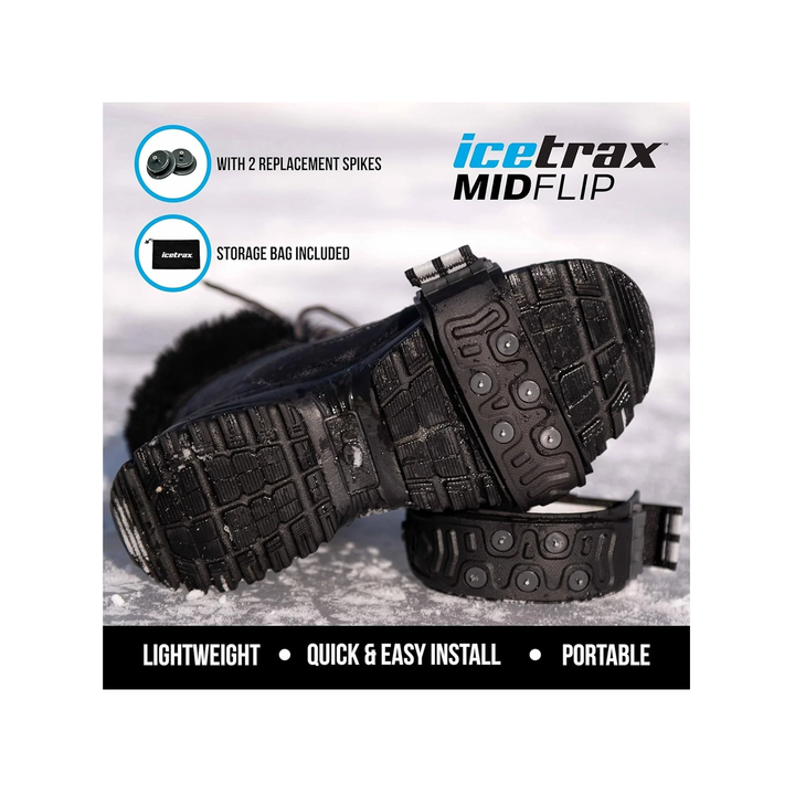 Icetrax Midflip Traction Aids Mid-Sole Ice Cleats Flip Strap - 2 Pack
