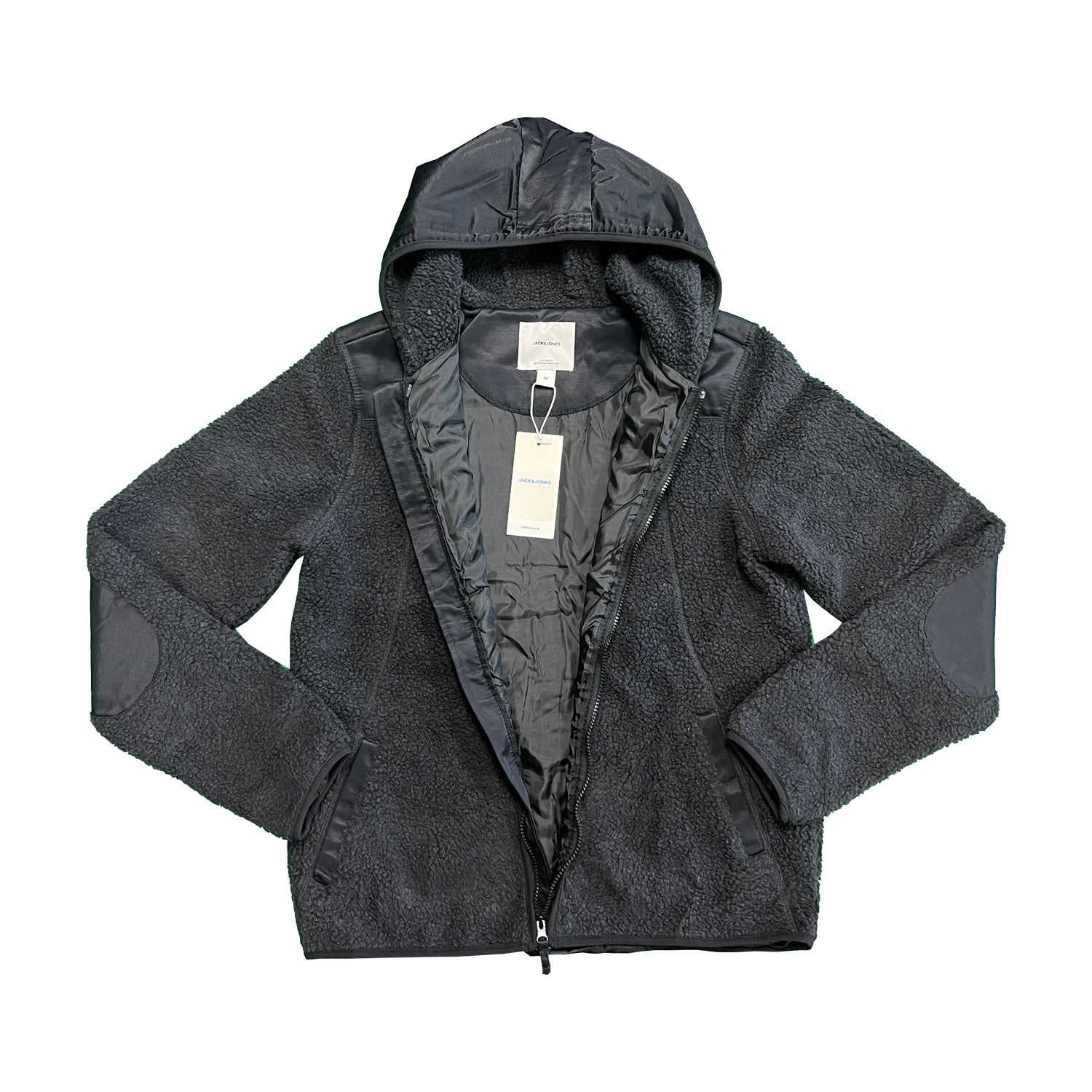 Jack & Jones Men's Charcoal Jacket Authentic Sherpa Teddy Fleece