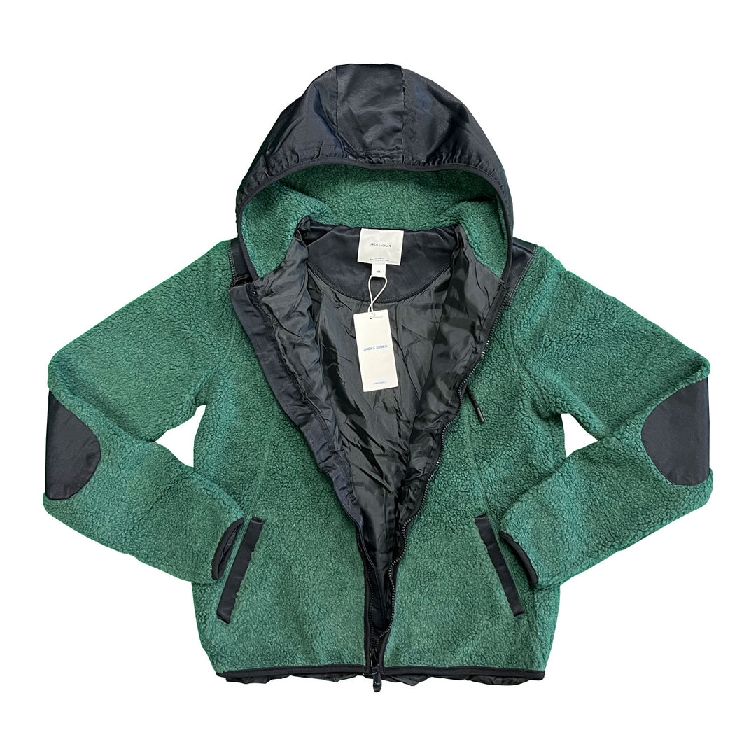 Jack & Jones Men's Green Jacket Authentic Sherpa Teddy Fleece (S03)
