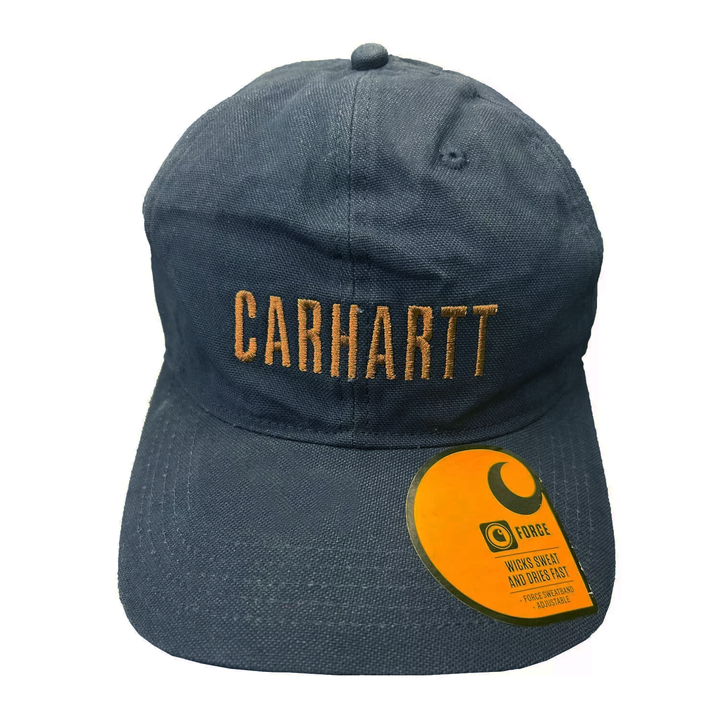 Carhartt Navy & Brown Canvas Cap FastDry Comfort Block Letters (S10)