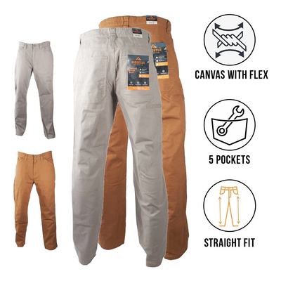 Ridgecut Men's Pant Straight Fit Mid-Rise Canvas Work Pants