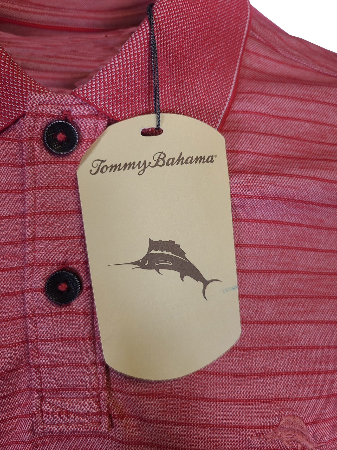 Tommy Bahama Men's DK Havana Pink Striped Performance Polo T-Shirt S/S (S07)