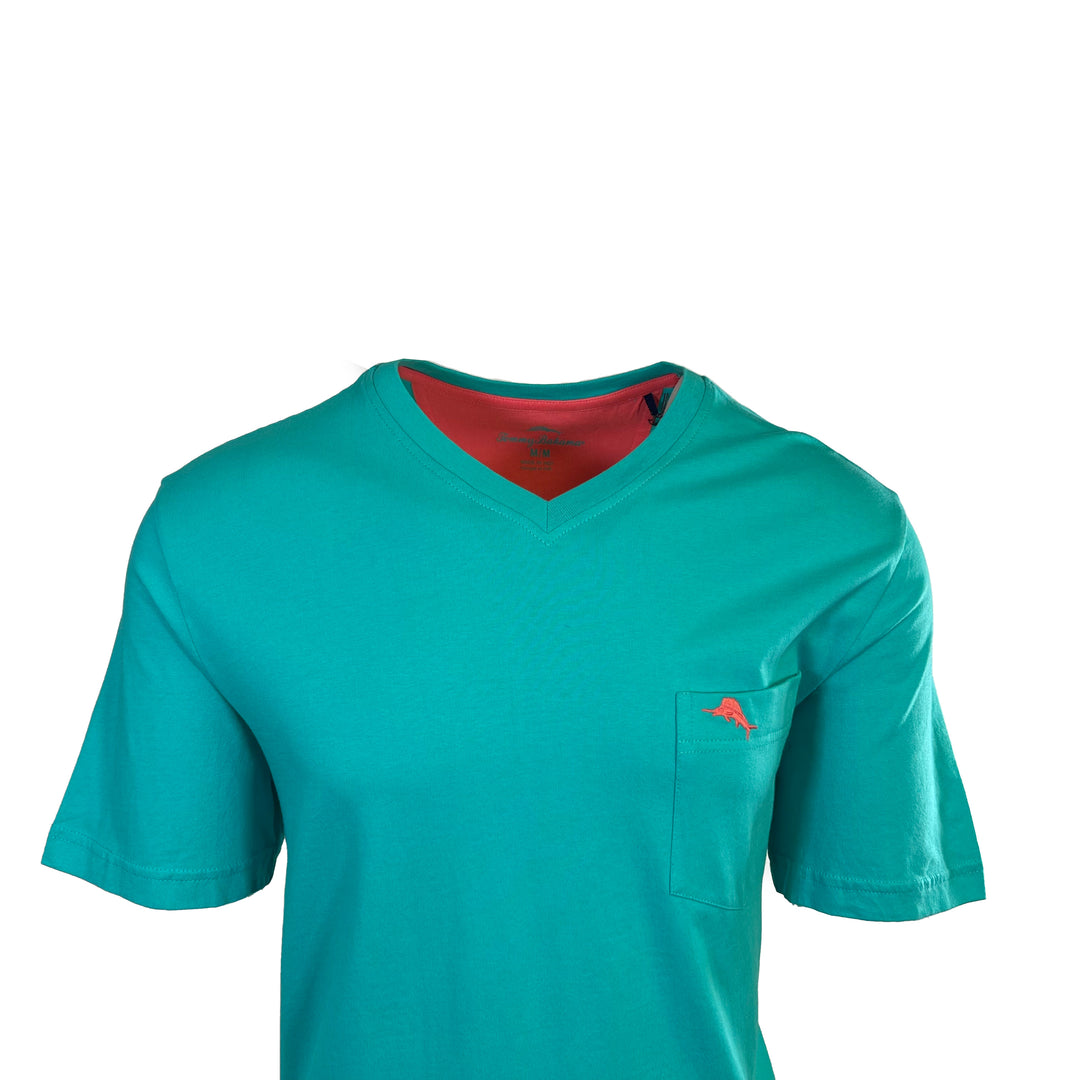 Tommy Bahama Men's Ming Jade T-Shirt V-Neck Bali Skyline Pink Logo Tee (S50)