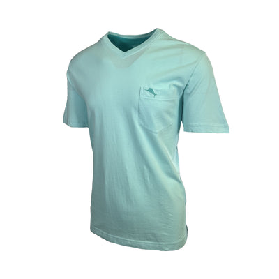 Tommy Bahama Men's Aqua Mist T-Shirt V-Neck Bali Skyline Green Logo Tee (S33)