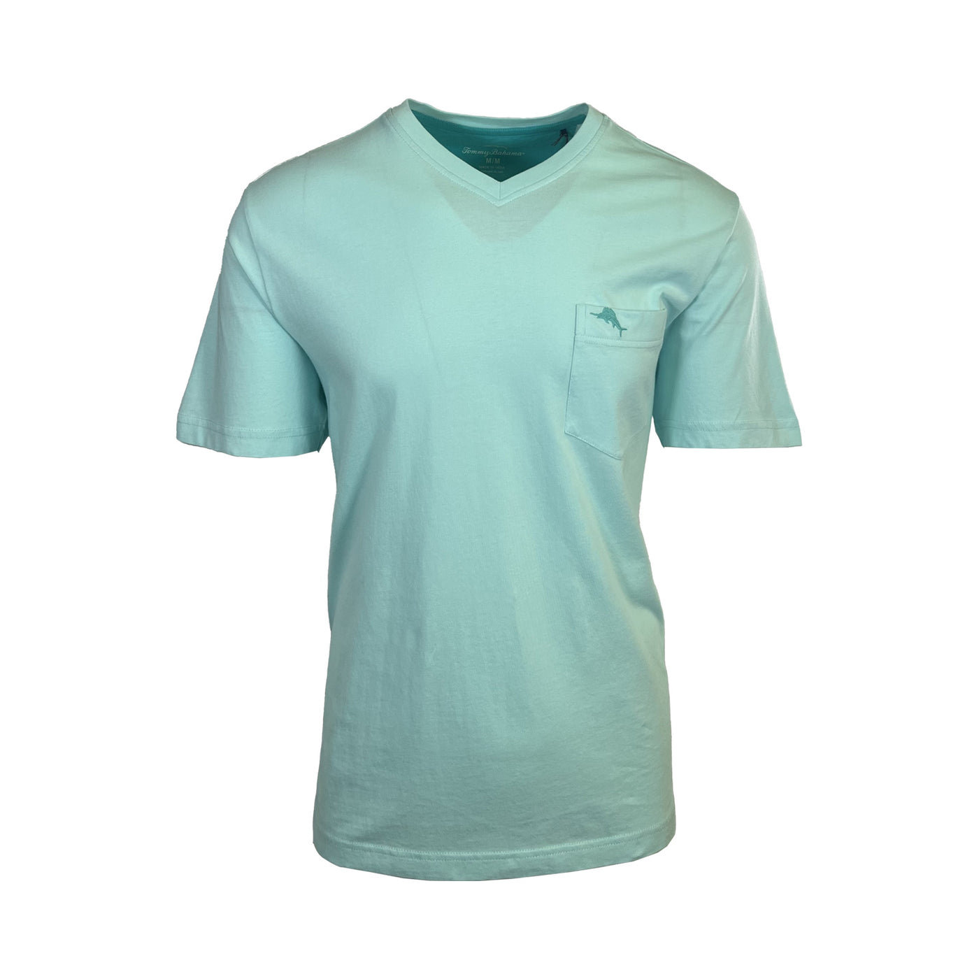 Tommy Bahama Men's Aqua Mist T-Shirt V-Neck Bali Skyline Green Logo Tee (S33)