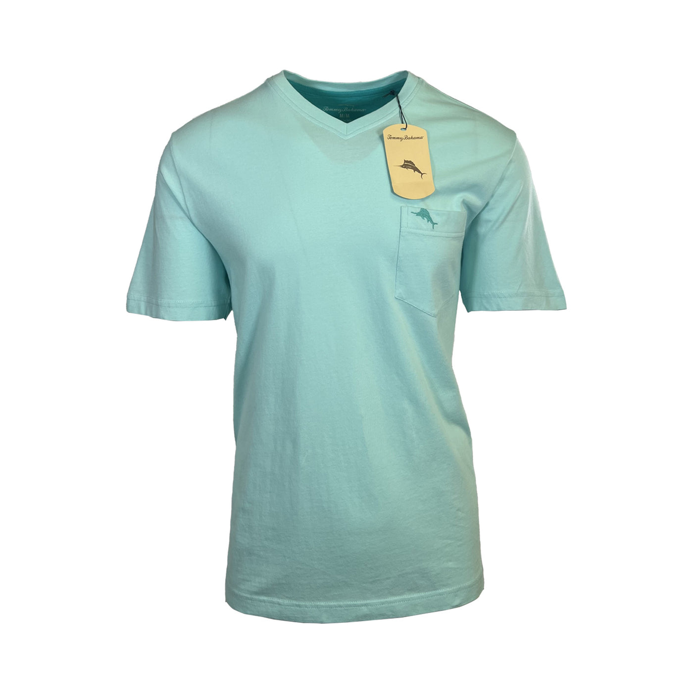 Tommy Bahama Men's Aqua Mist T-Shirt V-Neck Bali Skyline Green Logo Tee (S33)