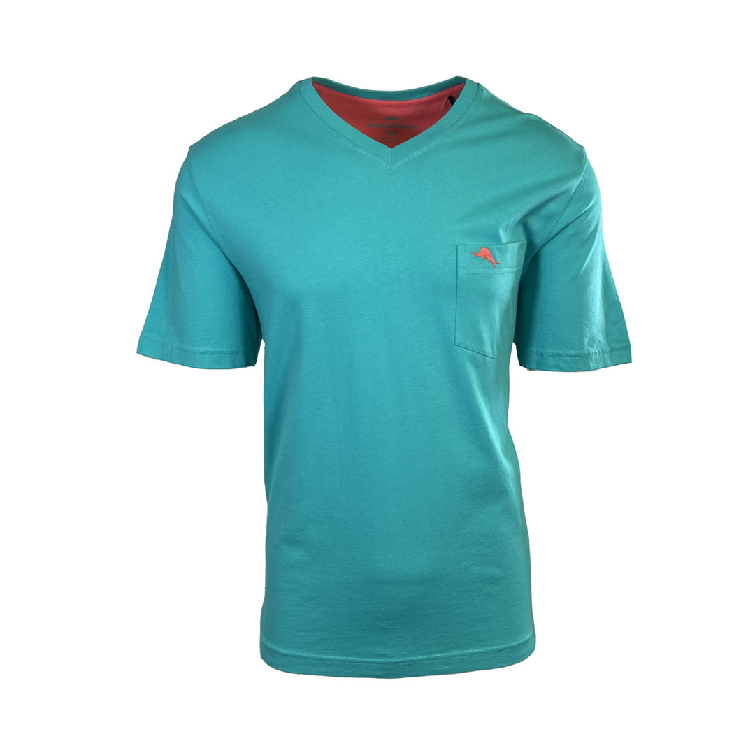 Tommy Bahama Men's Ming Jade T-Shirt V-Neck Bali Skyline Pink Logo Tee (S50)