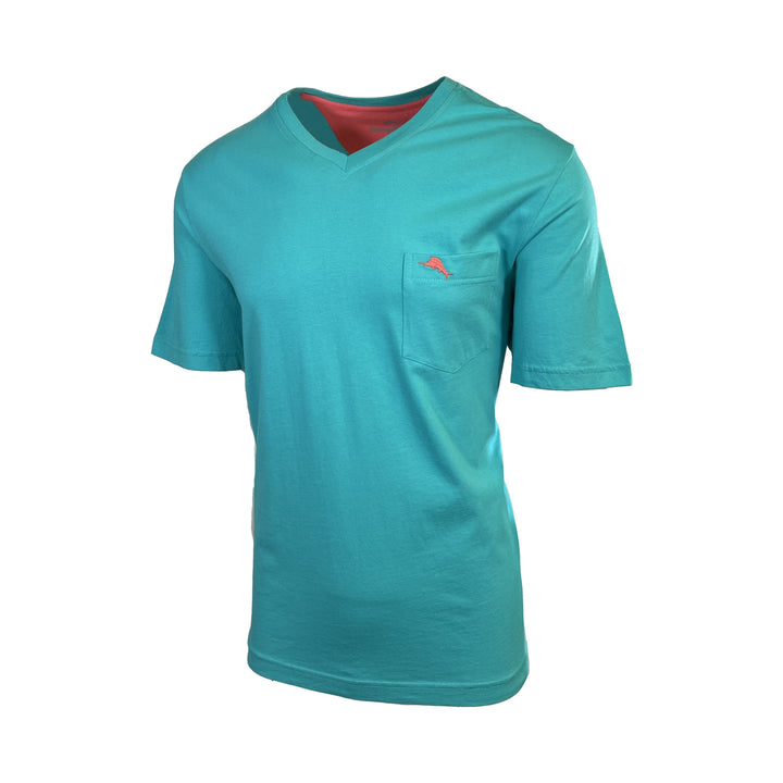 Tommy Bahama Men's Ming Jade T-Shirt V-Neck Bali Skyline Pink Logo Tee (S50)