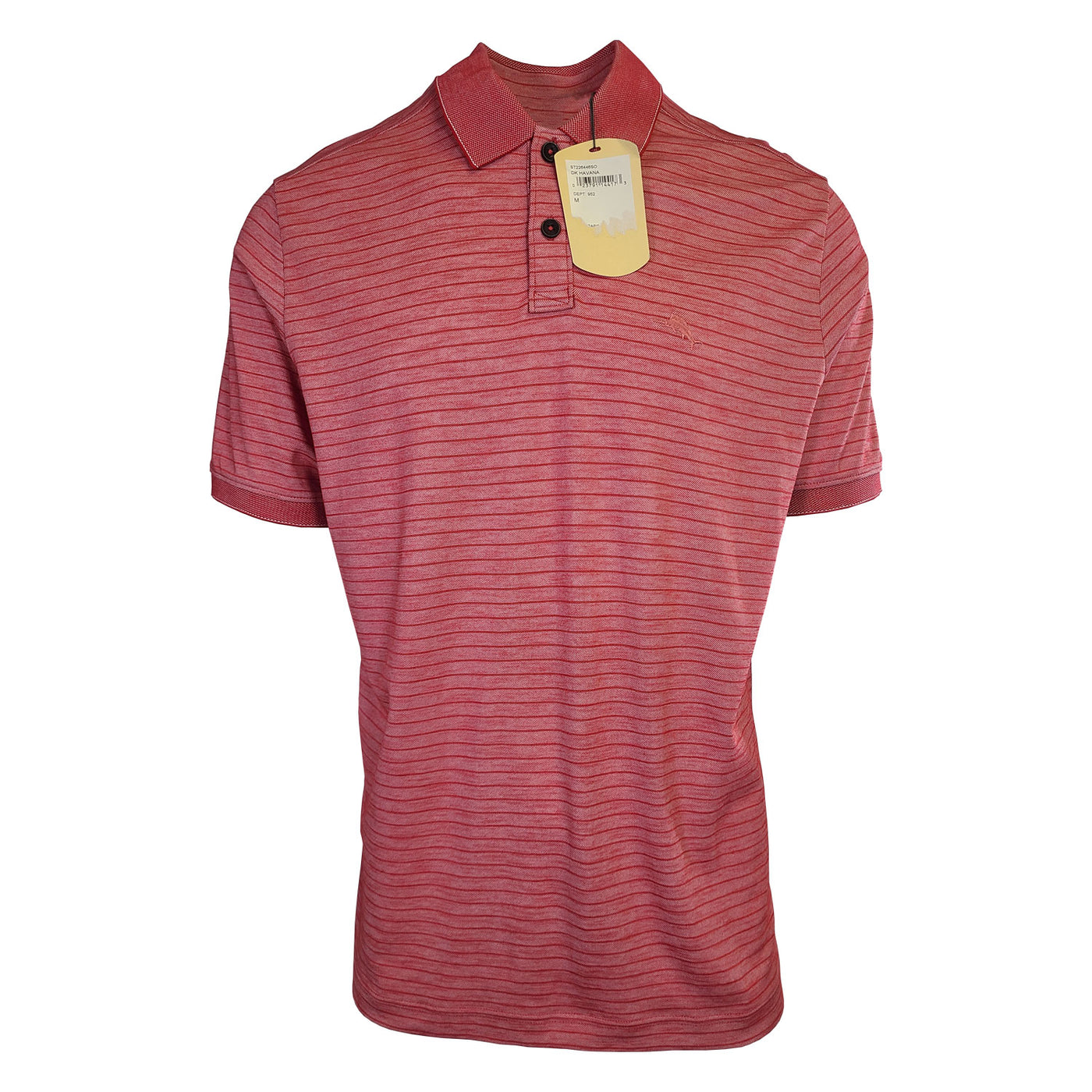 Tommy Bahama Men's DK Havana Pink Striped Performance Polo T-Shirt S/S (S07)