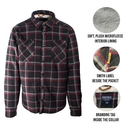 Smith Workwear Burgundy Jacket Sherpa-Lined Microfleece Shirt (S01)