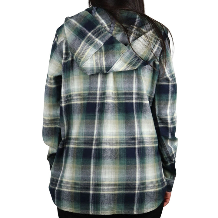 Carhartt Women's Forrest Green Navy Cream Plaid Hooded L/S Woven Shirt
