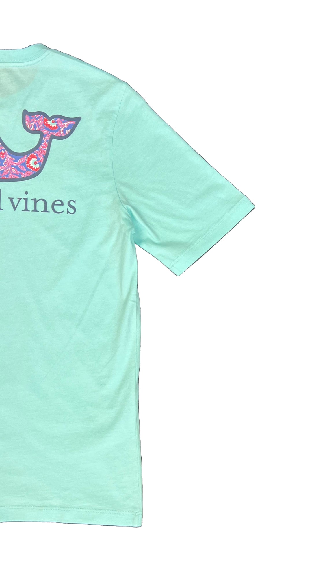 Vineyard Vines Youth's Blue Island Paradise T-Shirt Paisley Floral Whale (S01)