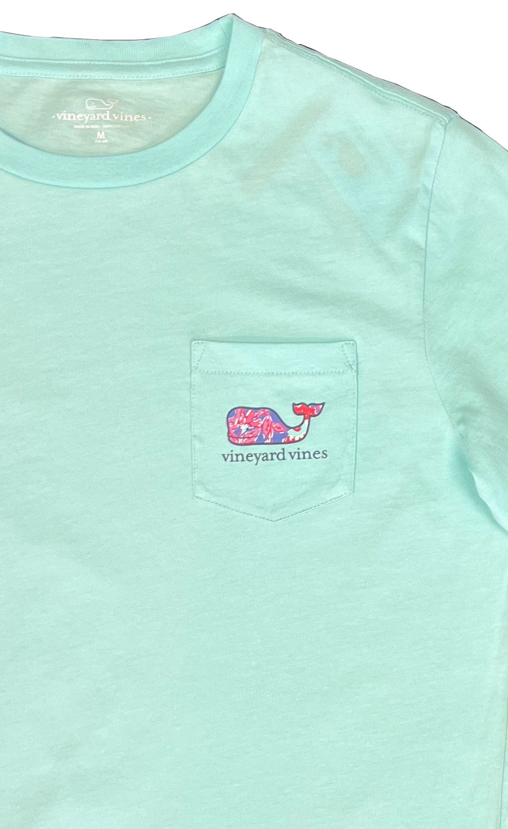 Vineyard Vines Youth's Blue Island Paradise T-Shirt Paisley Floral Whale (S01)