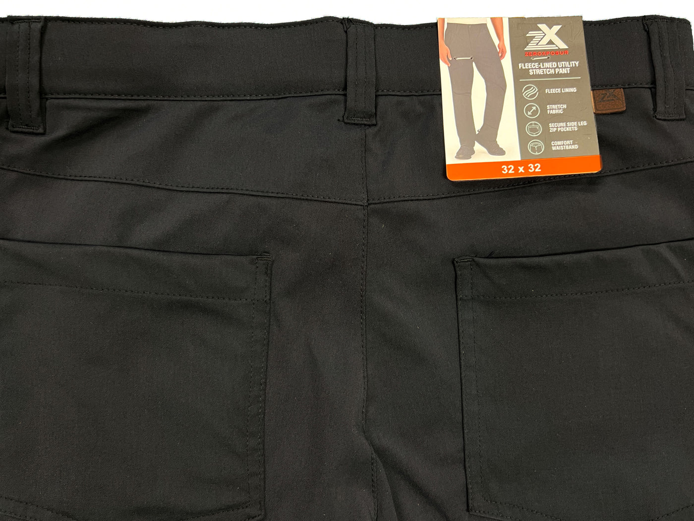 Zeroxposur Men's Black Pant Fleece-Lined Utility Stretch Fabric (S01)