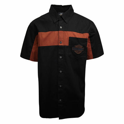 Harley-Davidson Men's Copper Block Logo Two Tone S/S Woven Shirt (S47)