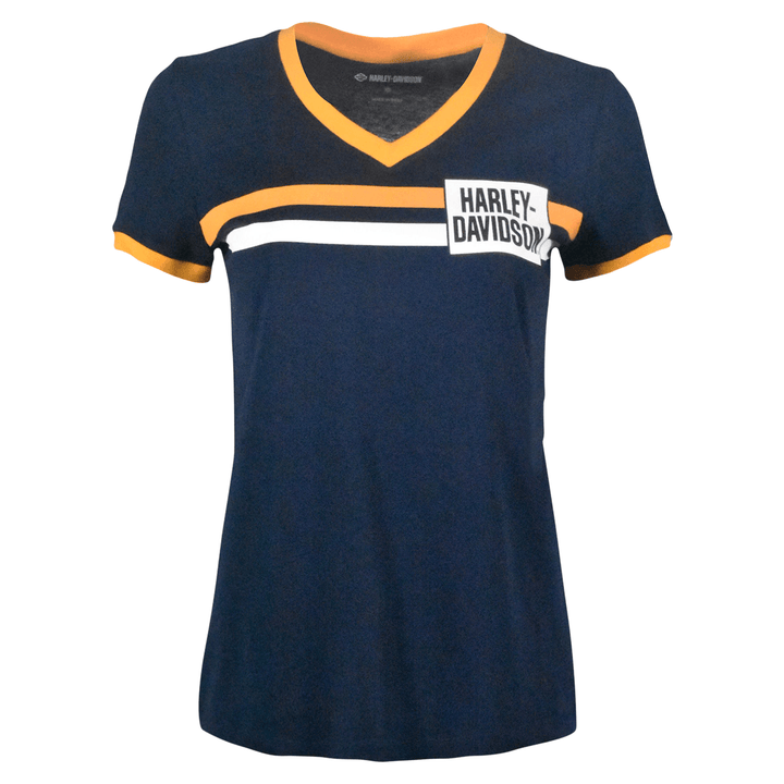 HD Branded Women's T-Shirt Essential V-Neck Ringer Short Sleeve (S03)