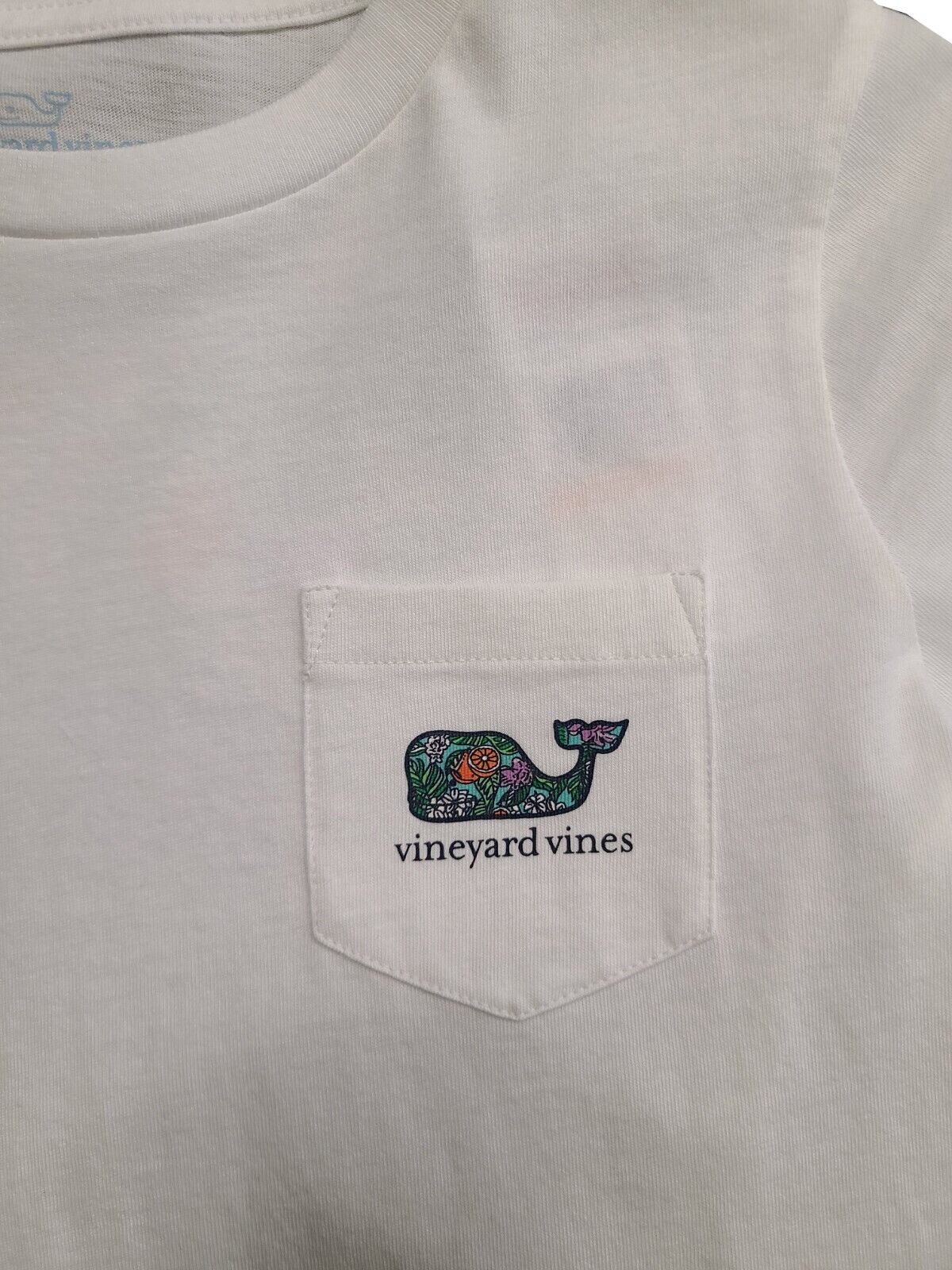 Vineyard Vines Boy’s White Cap T-Shirt Palm Beach Whale Fill Pocket Tee (S01)