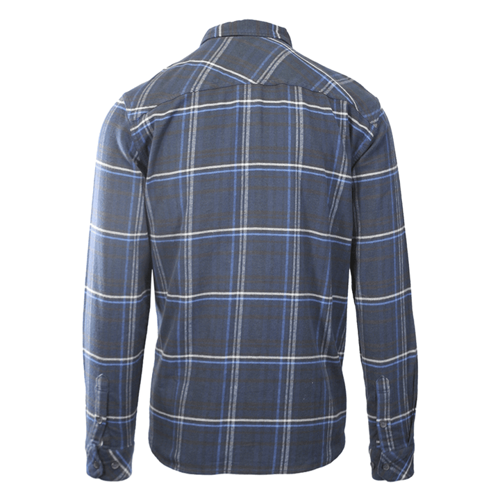 O'Neill Men's Navy Shirt Redmond Plaid Stretch Flannel White Lined L/S (S23)