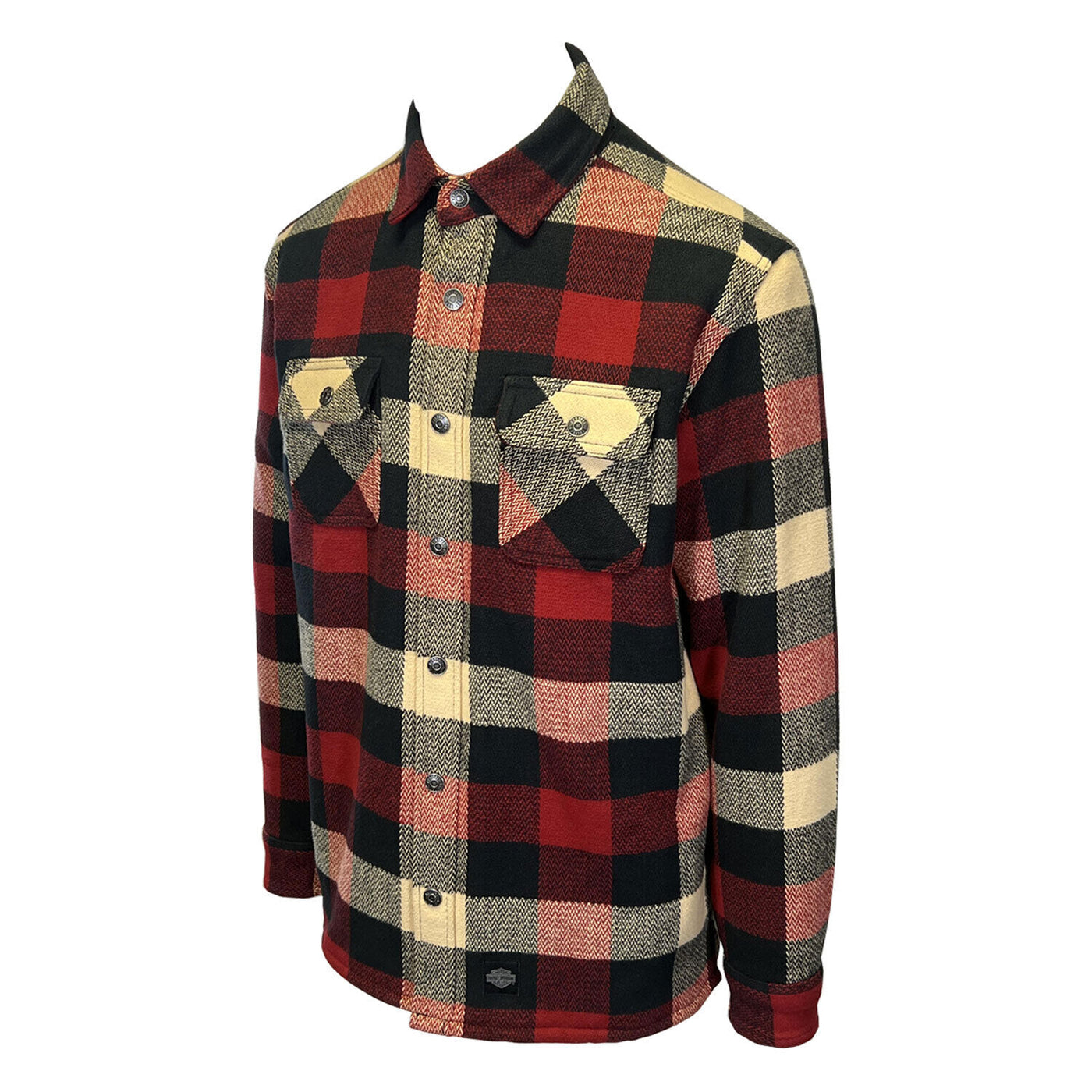 Branded Men's Red Black Cream Shirt Plaid Jacket Sherpa Lined L/S (S73)