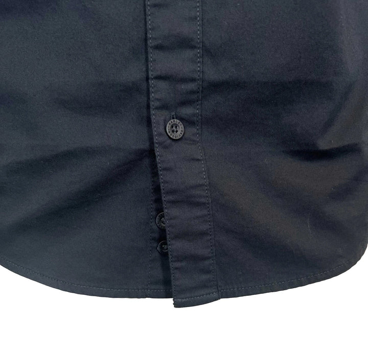HD Branded Men’s Black Shirt Bar &amp; Shield Solid Long Sleeve (353)
