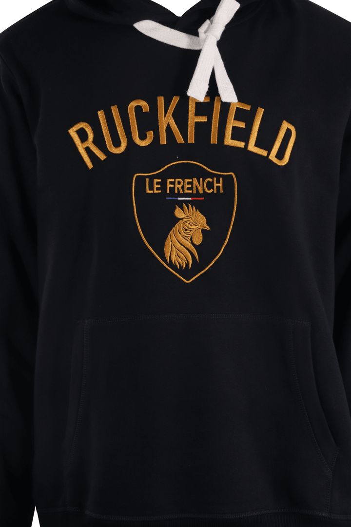 Ruckfield Men's Hoodie Bleu Marine Yellow Drawstring Long Sleeve (S03)