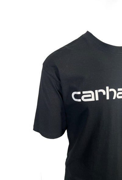 Carhartt Men's Black T-Shirt Crew Neck S/S Graphic Text Logo (S04)