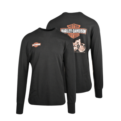 Harley-Davidson Men's T-Shirt Black Motorcycle Logo Print Long Sleeve (S40)
