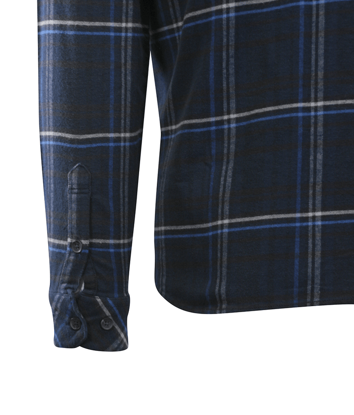 O'Neill Men's Navy Shirt Redmond Plaid Stretch Flannel White Lined L/S (S23)