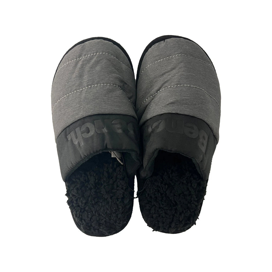 Bench Juniors Kid's Grey Puffer Slippers Sherpa Quilted Slide On FiberFill (S04)