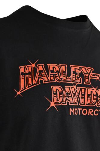 Harley-Davidson Men's T-Shirt Black Orange Text Graphic Short Sleeve (S54)