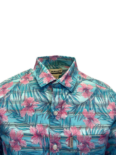 Ariat Men's Misty Jade Shirt Monroe Floral Stretch Modern Fit (S44)
