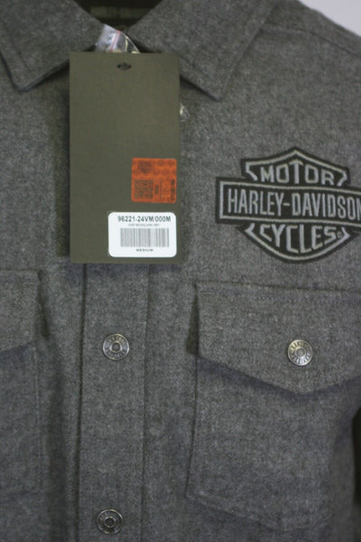Harley-Davidson Men's Shirt Dark Grey Shadow Long Sleeve Woven (S60)