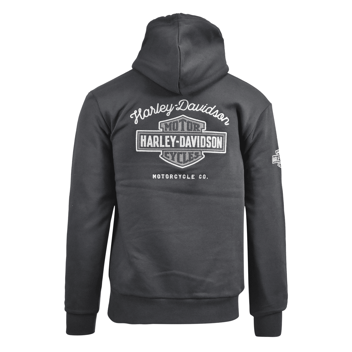 HD Branded Men's Hoodie Black Sherpa-Lined Graphic Zip Front (S10