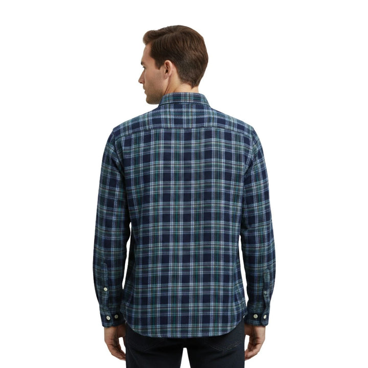 Levi's Men's Blairmore Indigo Blue Plaid Shirt Long Sleeve Workers Shirts (S08)