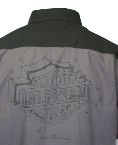 Harley-Davidson Men's Shirt Blackened Pearl Colorblocked Bar & Shield S/S (S56)