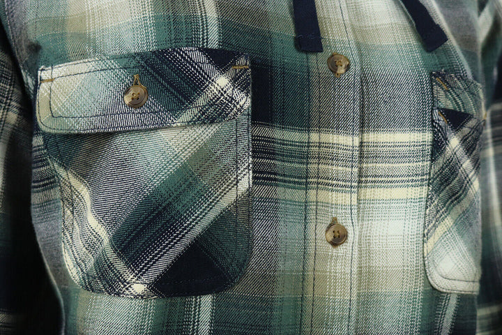 Carhartt Women's Forrest Green Navy Cream Plaid Hooded L/S Woven Shirt