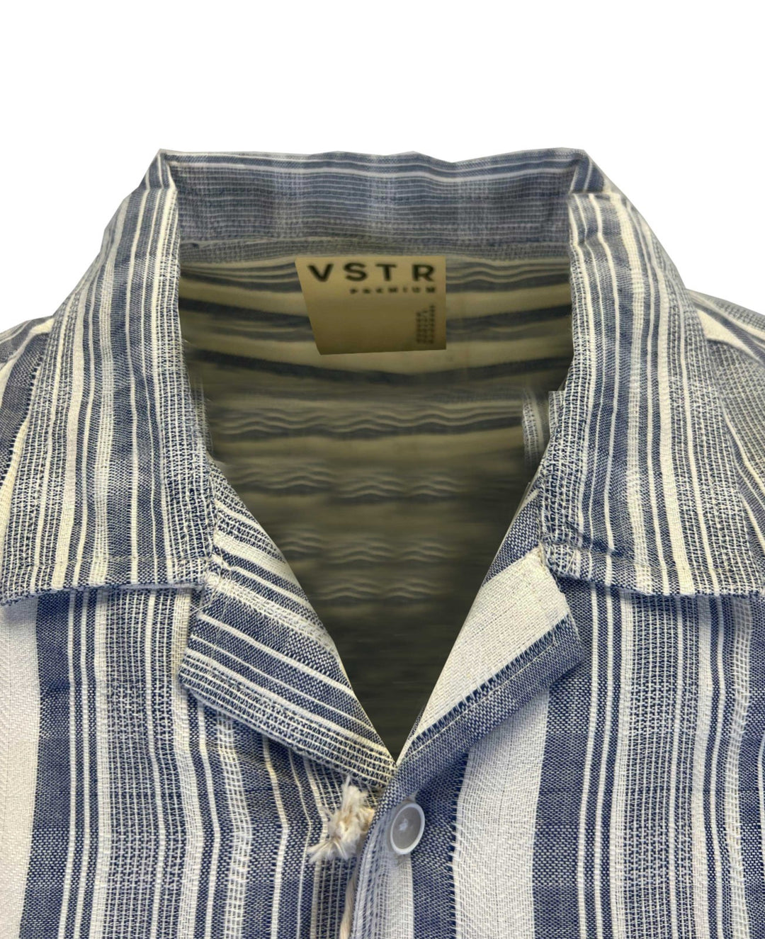 Vstr Premium Men's Navy White Shirt Vertical Stiped Button Down S/S (S01)