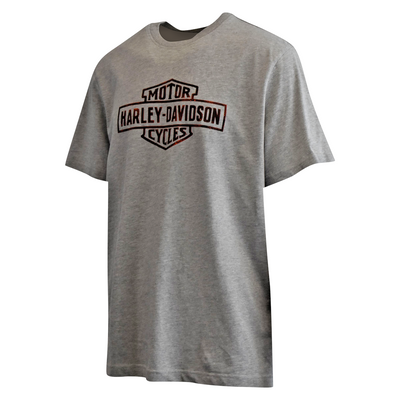 Harley-Davidson Men's T-Shirt Grey Red Cracked Logo (S88)