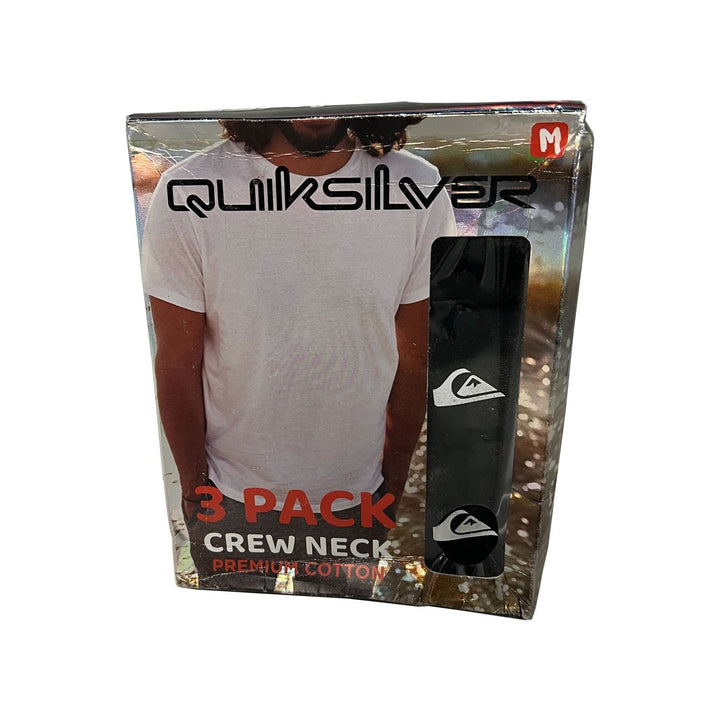 Quiksilver Men's Black T-Shirts 3 Pack Premium Cotton Crew Neck (S15)